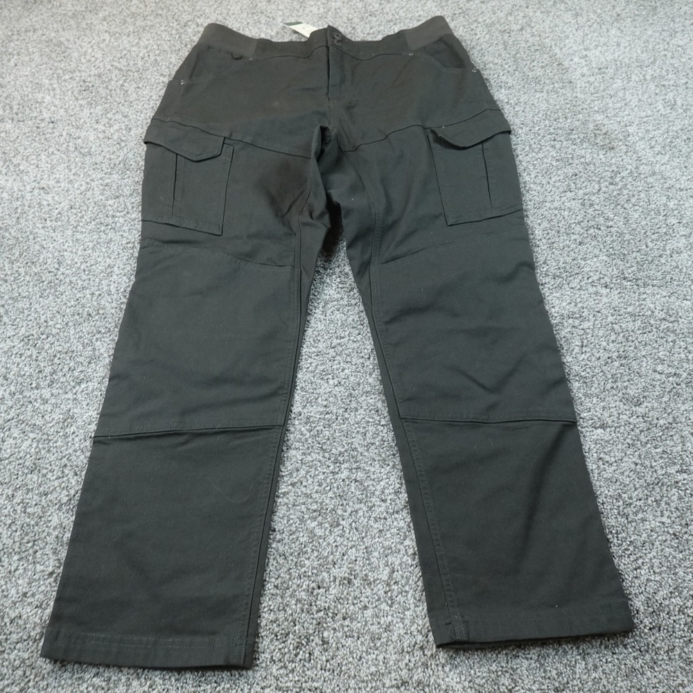 NEW Duluth Trading Pants Womens 18 Black Flex Fire Hose Double Knee Cargo Work